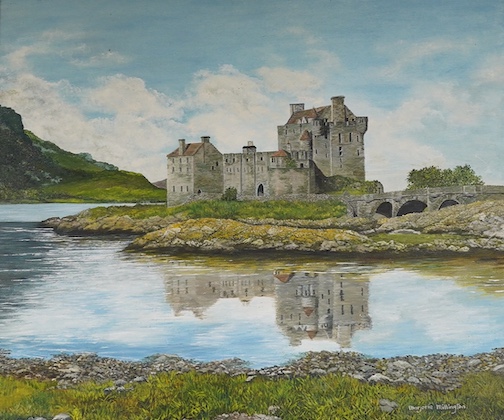 Marjorie Millington, oil on canvas board, Irish moated castle, signed, 49 x 59cm. Condition - good